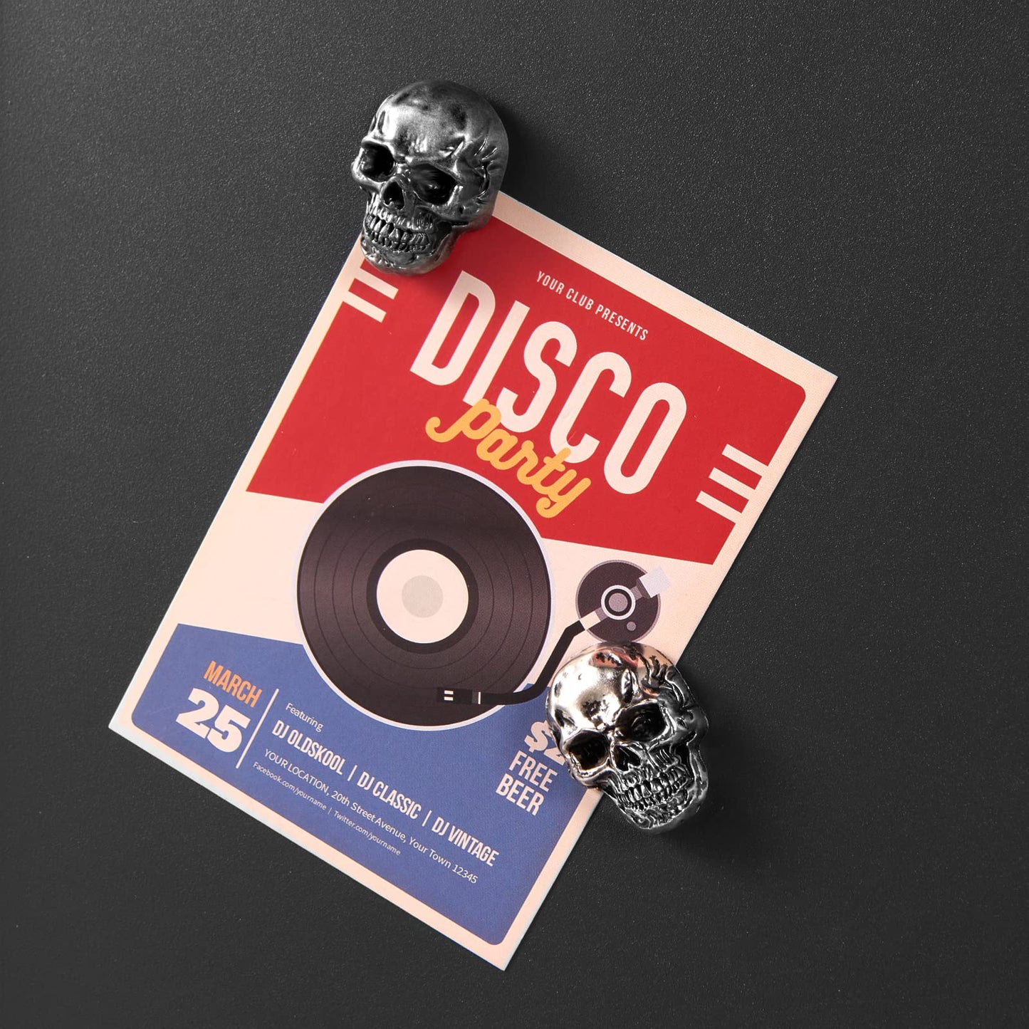 6 Pcs Skull Stainless Steel Refrigerator Magnets,Cool,Strong,Cute,Unique Funny Goth Decorative Fridge Magnets for Adults, Boys,for Kitchen,Office Whiteboards,Lockers,Imanes para Refrigerador (Black)…