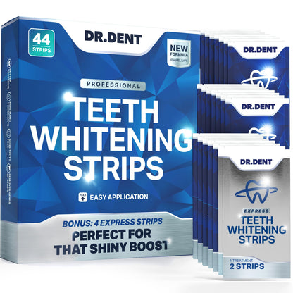 DRDENT Professional Teeth Whitening Strips - Pack of 44 Strip - 22 Treatments Kit - Safe for Enamel - Non Sensitive Teeth Whitening - Whitening Without Any Harm + Mouth Opener Included