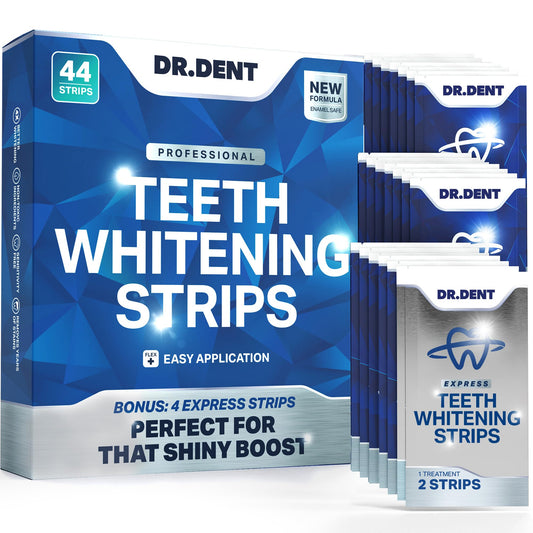 DRDENT Professional Teeth Whitening Strips - Pack of 44 Strip - 22 Treatments Kit - Safe for Enamel - Non Sensitive Teeth Whitening - Whitening Without Any Harm + Mouth Opener Included