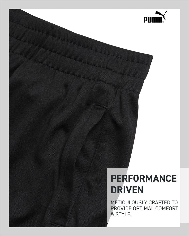 PUMA Boys Athletic Shorts - Quick Dry Breathable Interlock Performance Boys Basketball Shorts with Pockets (Sizes: 4-20), Size 14-16, Puma Black/White