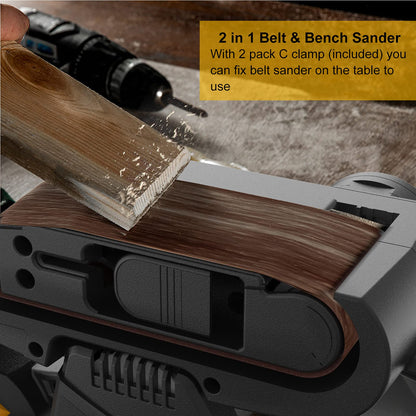 Jellas 3 × 21-Inch Belt Sander with Dust Bag, 7Amp Sander Machine with Variable-speed Control, 2 in 1 Vacuum Adapter, 10Feet (3 meters) Length Power Cord, Belt Sanders for Woodworking BS750-SD