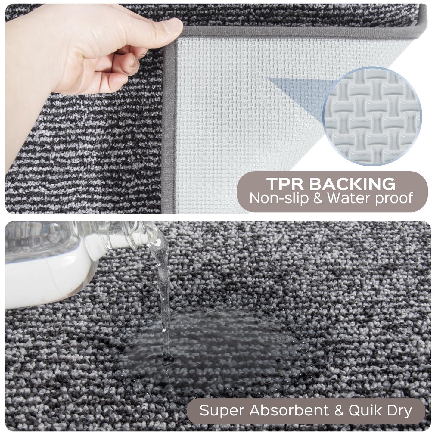DOMUSTEX Washable Runner Rug 24" x 96" Rectangular, Non Slip Absorbent Indoor Entryway Rug for Floor, Laundry, Hallway, Bedroom (Roll Packing)