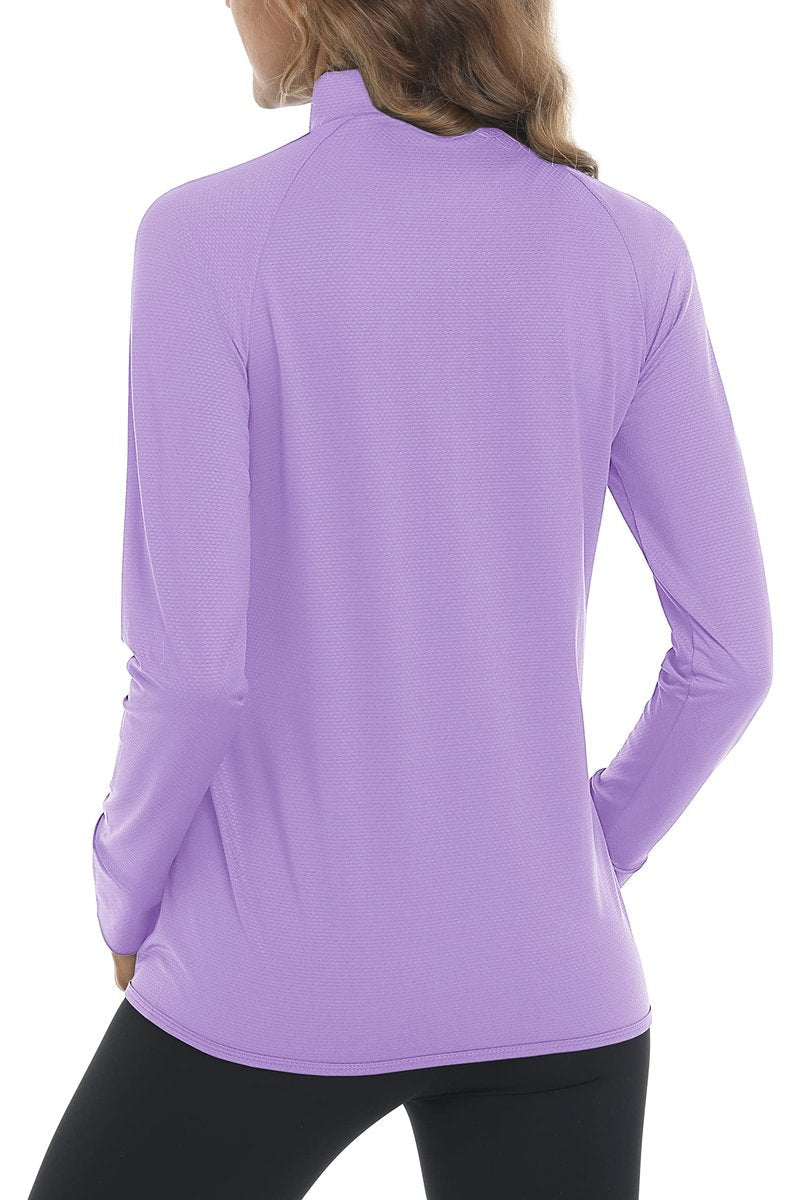 MAGCOMSEN Women's Hiking Jacket Lightweight Long Sleeve UPF 50+ Sun Protection Shirt Breathable SPF Shirts with Thumb Holes Light Purple XL