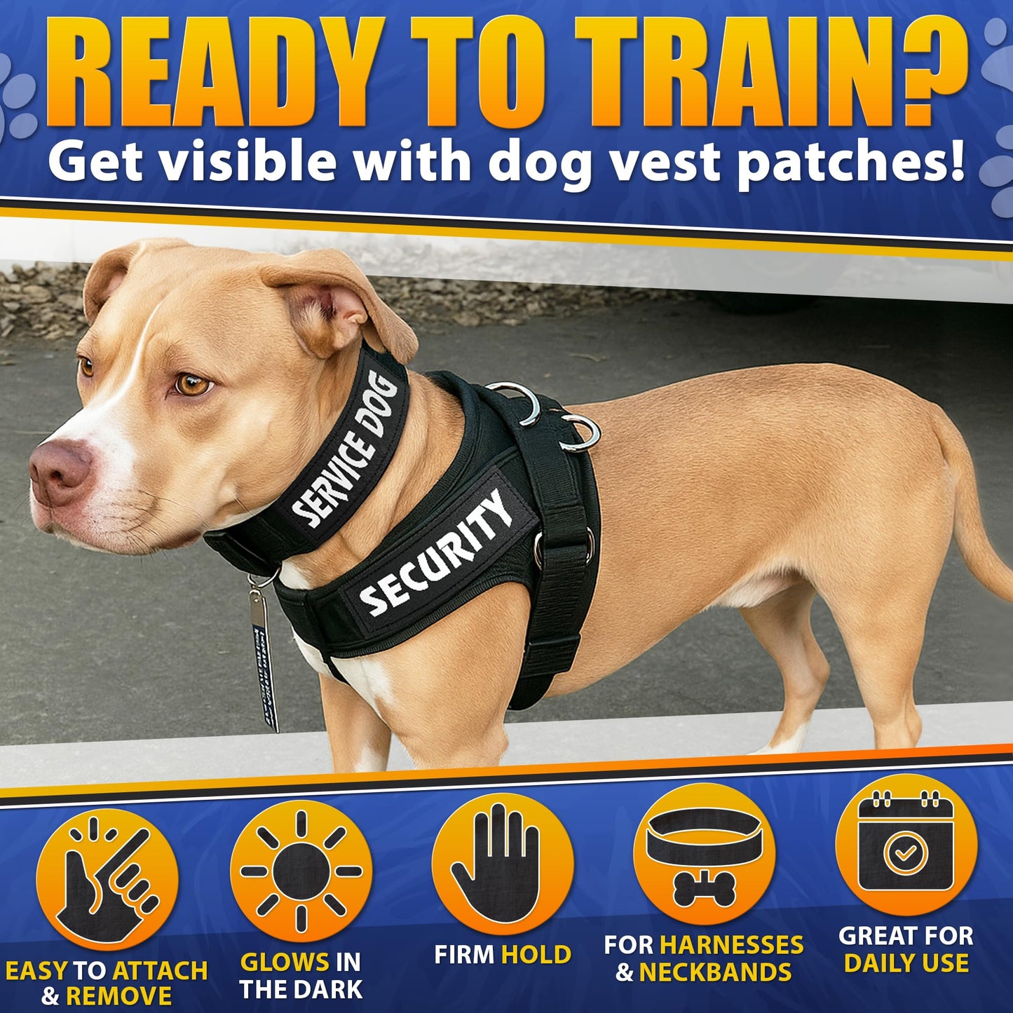 6Pcs Service Dog Patches 6.2x1.9'' - Reflective Do Not Pet Patch & In Training Service Dog Patch Set with Variable Text, Secure Attachment with Hook & Loop Fasteners, Security & Therapy Animal Patches