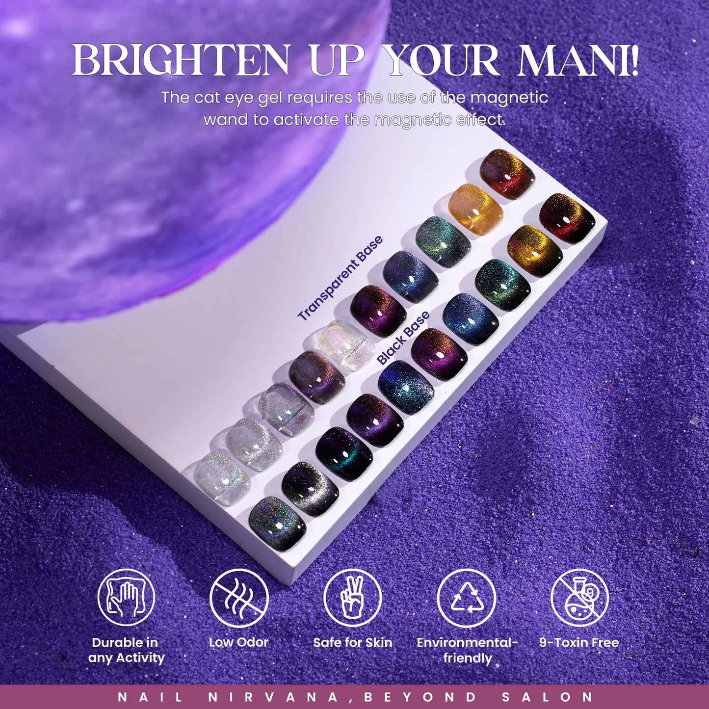 Beetles Cat Eye Gel Nail Polish 39 Pcs Jelly Nail Set Glitter Changing Nail Polish Kit Treasure Box Collection with 3Pcs Base Matte and Glossy Top Soak Off UV Halloween Nails