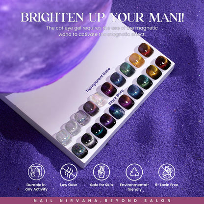 Beetles Cat Eye Gel Nail Polish 39 Pcs Jelly Nail Set Glitter Changing Nail Polish Kit Treasure Box Collection with 3Pcs Base Matte and Glossy Top Soak Off UV Halloween Nails