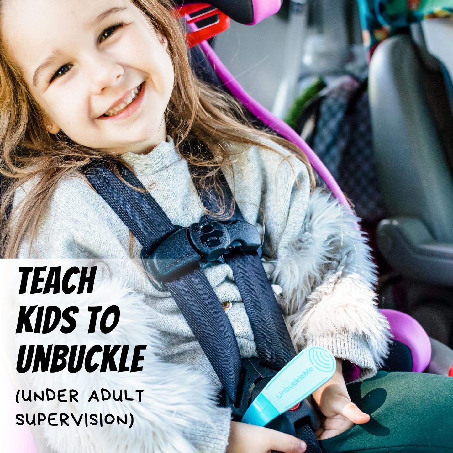 UnbuckleMe Car Seat Buckle Release Tool - As Seen on Shark Tank - Makes it Easy to Unbuckle a Child's Car Seat - Easy Tool for Parents, Grandparents & Older Children (2 Pack, Blue & Red)