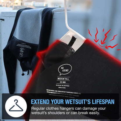 Ho Stevie! Wetsuit Hanger - Wet Suit Dries Faster, No Shoulder Stretching - Vented Shoulder Support Hanger for All Wetsuits