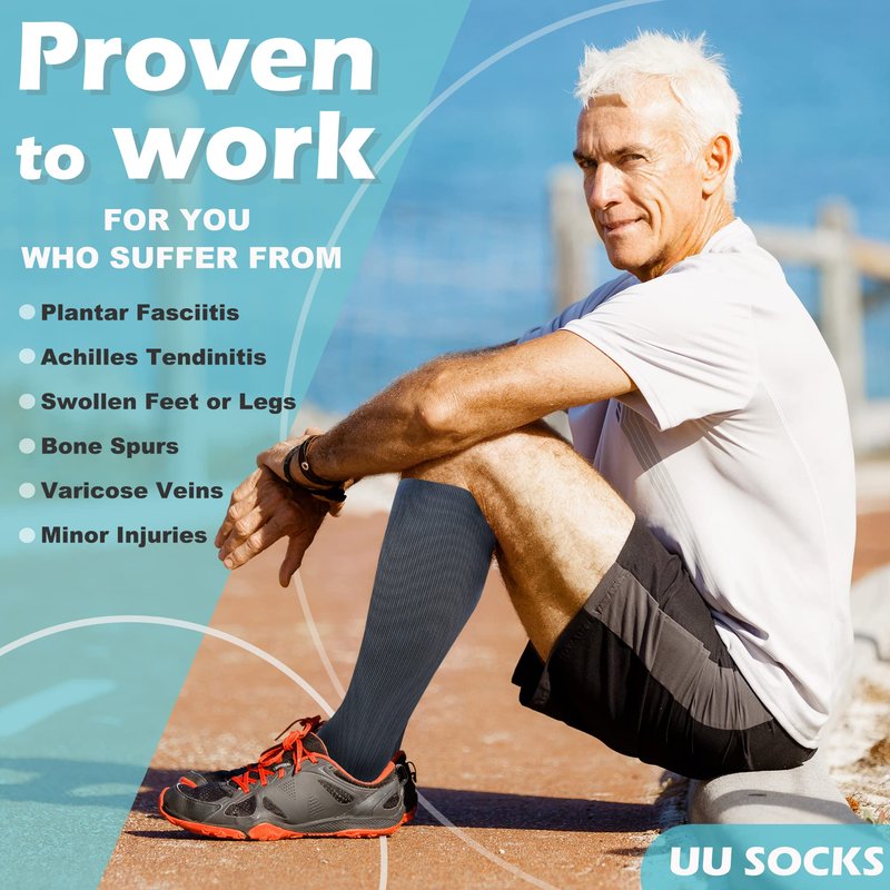 Medical Compression Socks for Women and Men 3 Pairs 20-30 mmHg Knee High Christmas Compression Stockings Circulation Best for Running Athletic Nurses (02 Gray, Small-Medium)