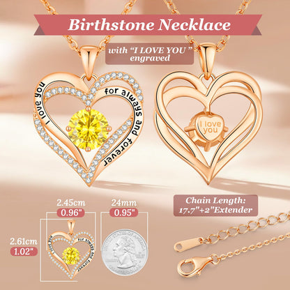 CDE Valentine's Day Gift Forever Love Heart Necklaces for Women, Wedding Anniversary, Birthday Mothers Christmas Day Gifts for Mom, Mother, Wife, S925 Silver Jewelry with Birthstone Pendant