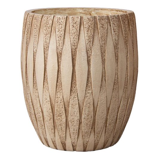 Haispring 12" H x 9" Dia Weathered Concrete Planter, Large Indoor Outdoor Decorative Flower Pot with Drainage Hole, Modern Round Design for Home, Garden (Small)