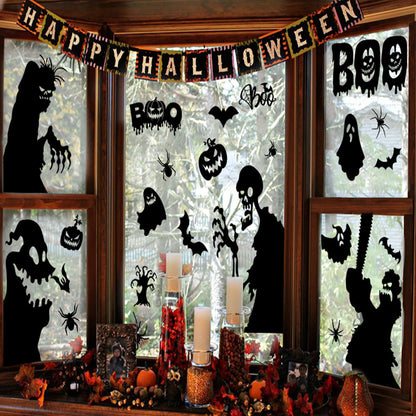 Joy Bang Halloween Window Clings Decor for Halloween Decorations, Large Scary Window Silhouette Stickers Decals Spooky Monster Zombie Clings for Party Decorations Indoor