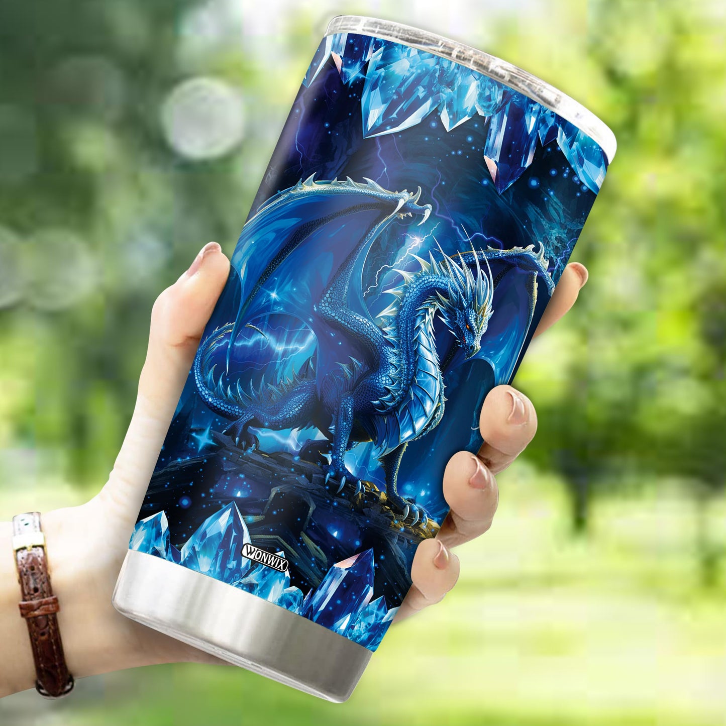 WONWIX Blue Dragon Tumbler Gifts for Women Girls Daughter Coffee Cup 20oz Stainless Steel Insulated with Lid Water Bottle Travel Mug Gift for Dragon Lover Christmas Birthday Mothers Day Valentines