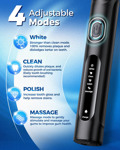 Rotating Electric Toothbrush Case for Adults, 4 Modes Deep Clean Electric Toothbrush with 8 Brush Heads (2 Types), 25-Days Rechargeable Power and 2 Min Smart Timer