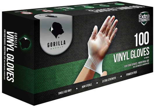 GORILLA SUPPLY Disposable Heavy Duty Vinyl Gloves, Small, 100 Count, White, Unisex