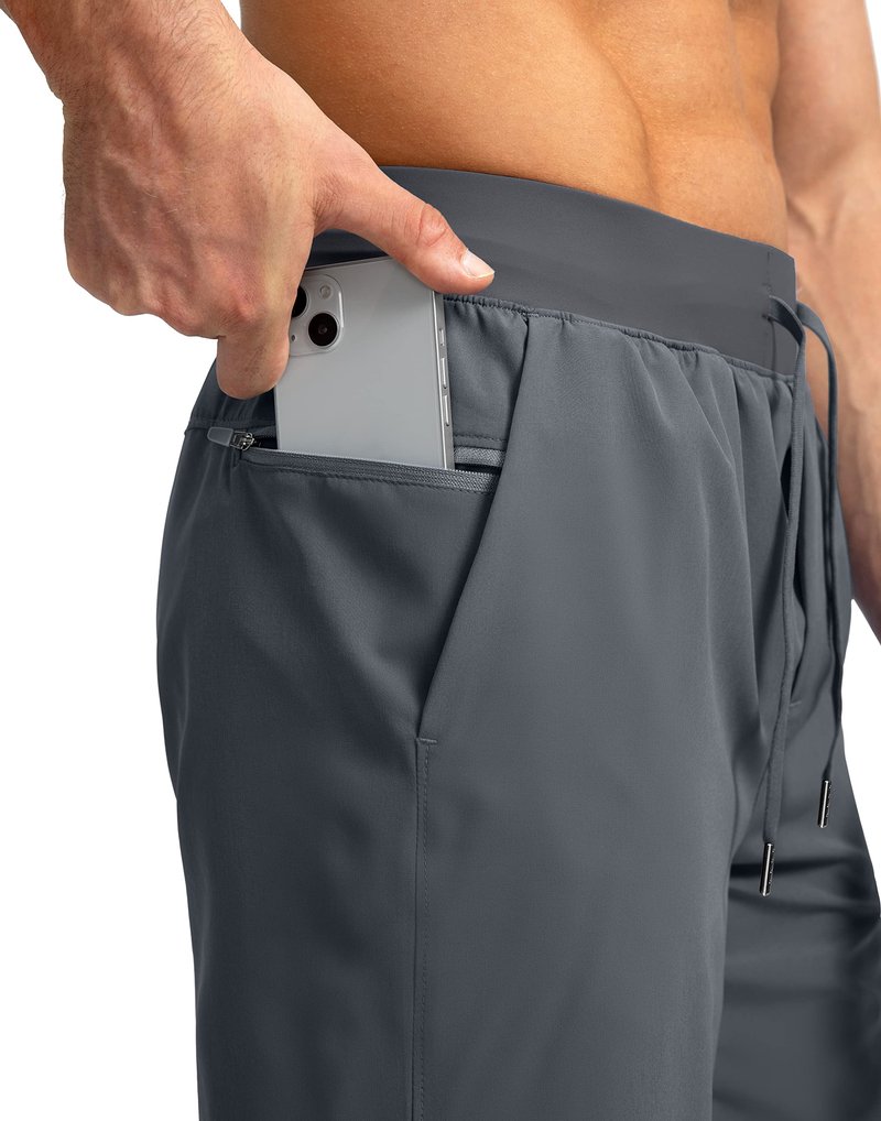 Soothfeel Men's Running Shorts with Zipper Pockets 7 Inch Lightweight Quick Dry Gym Athletic Workout Shorts for Men (Grey, M)