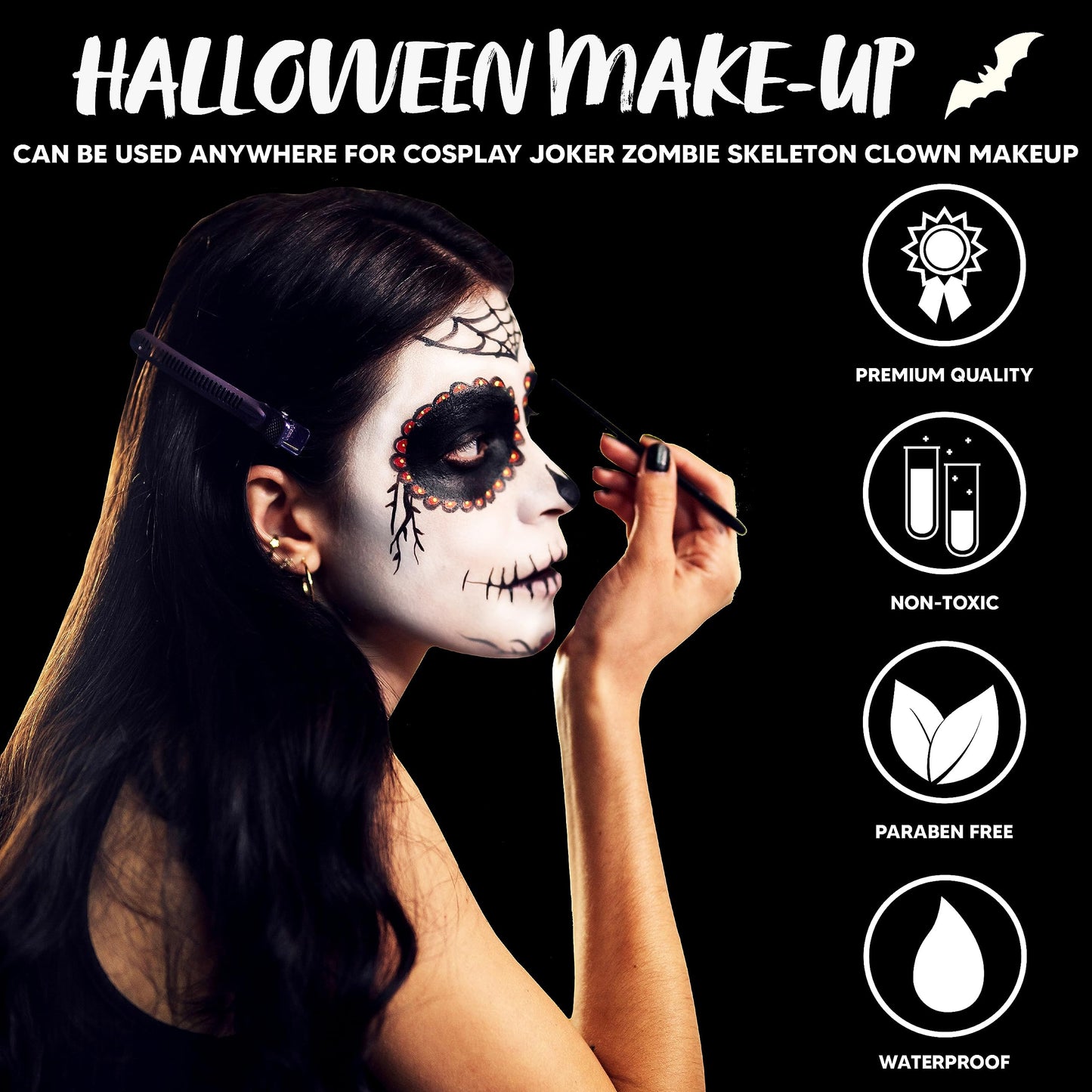 Spooktacular Creations 16 Pcs Halloween Family Makeup Kit Face Body Paint with Liquid Blood Gel, Fake Blood and More Easy On Makeup Set for Zombie Costume Cosplay Halloween Party Supplies