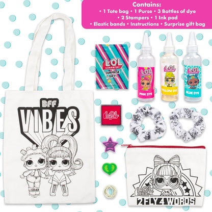 L.O.L. Surprise! Tie Dye Accessories Set - Tie Dye Kit Containing: 1 Tote Bag, 1 Scrunchie, 1 Purse, 1 Head Band and 1 LOL Surprise Gift – Arts and Crafts Gifts for Girls - LOL Toys for Girls