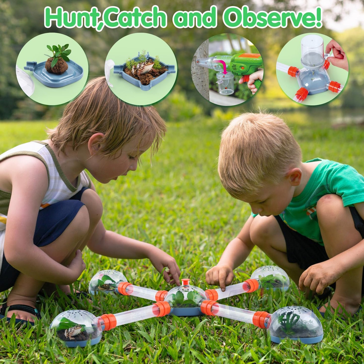 Bug Catcher Kit for Kids, Bugs Toys for Kids 3-5, Bug Vacuum Catching Kit, Critter Keeper Habitat, Insect Collection Terrarium, Summer Outside Toys for Toddlers 1-3 4 5 6 7 8+ Boys Gift