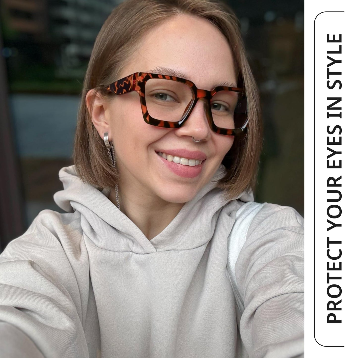 livho Oversized up to 99% Blue Light Blocking Glasses for Woman - Rectangle Fashion Glasses for Computer, Chic Preppy Frame - Anti Eyestrain