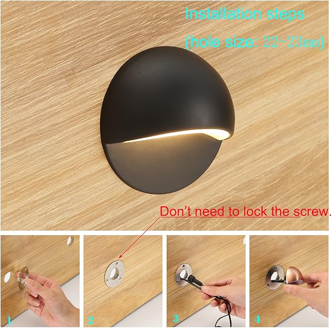FVTLED LED Deck Lights Kit, Pack of 6 Low Voltage led Step Stair Lights Φ1.97 Outdoor Garden Yard Decoration Lamp Recessed Landscape Pathway Step Stair Warm White LED Lighting, Black