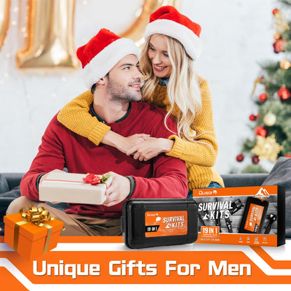 Dusor 21 in 1 Survival Kit Gifts for Men, Hunting Fishing Gifts for Dad Boyfriend, Survival Gear and Supplies, Fishing Gear and Equipment, Husband Camping Essentials, Gifts for Men Who Have Everything