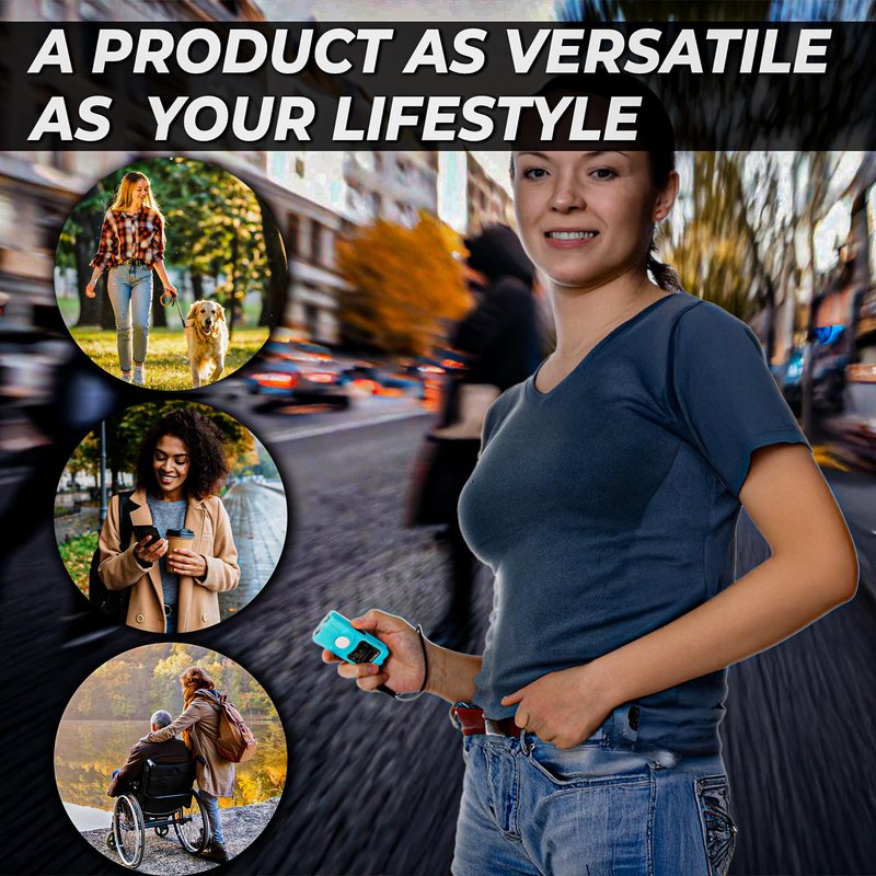FIGHTSENSE Flashlight Stun Gun for Self Defense – Rechargeable Stun Gun for Women – Compact & Powerful Self Defense Flashlight (Cyan)
