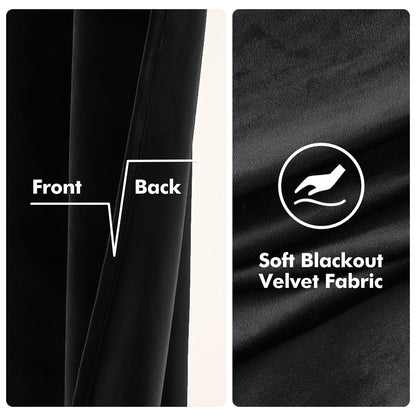 MIULEE Black Velvet Curtains 84 Inches Long Halloween Room Darkening Blackout Curtains with Grommet Top for Bedroom/Living Room Light Blocking Thermal Insulating Soundproof Set of 2