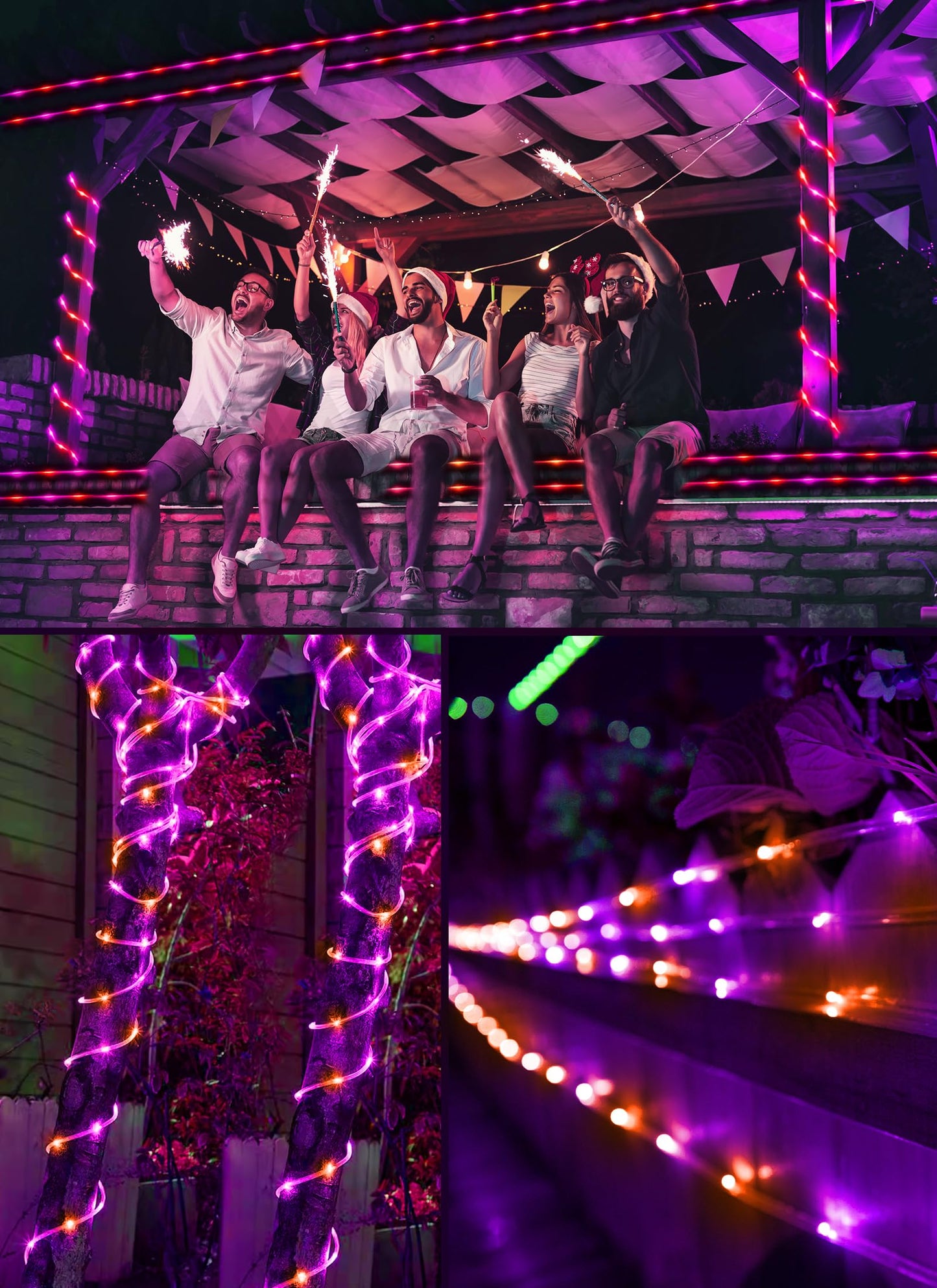 Brightown Solar Halloween Lights Outdoor, 39FT 100 LED String Lights With 8 Modes, Decoration Outdoor, Waterproof Solar String Lights for Outside Tree Yard Party, Orange & Purple