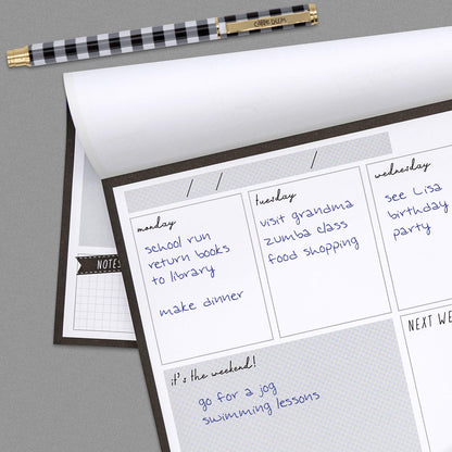 Pukka Pad Carpe Diem Weekly Planner Pad for Daily Organization, Scheduling, & Appointments - Includes To-Do List, Weekend, & Priority Sections, 60 Sheets Tear-Off Sheets, 11.7 x 8.3in, Black