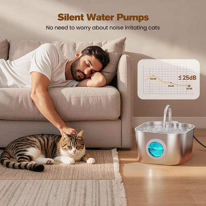 Cat Water Fountain Stainless Steel: Pet Fountains for Cats/Dog Indoor Automatic Waterer Bowls for Drinking Small Animal Water Dispenser Metal Pets Watering Faucet Bottle Auto Kitty Watering Supplies