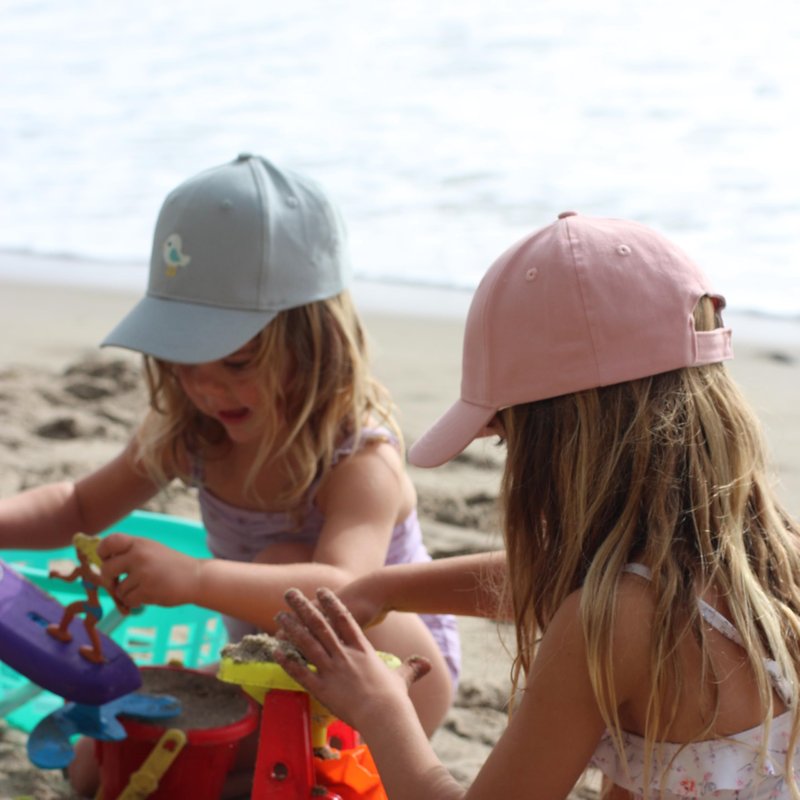 Kids Baseball Cap for Children, Premium Cotton, Stylish Hat Design- Girls 3-7 Years Age - Pastel Pink, White Daisy Patch
