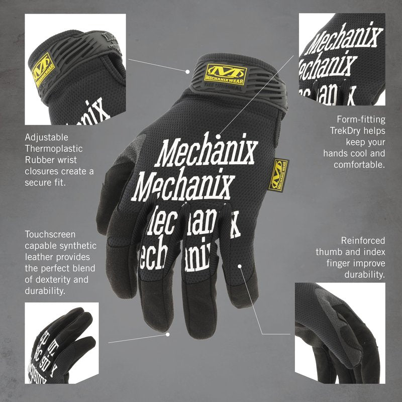 Mechanix Wear Original Work Gloves - Multi-Purpose Outdoor Work Gloves - Secure Fit - Durable & Machine Washable - Breathable & Comfortable - Large - Black