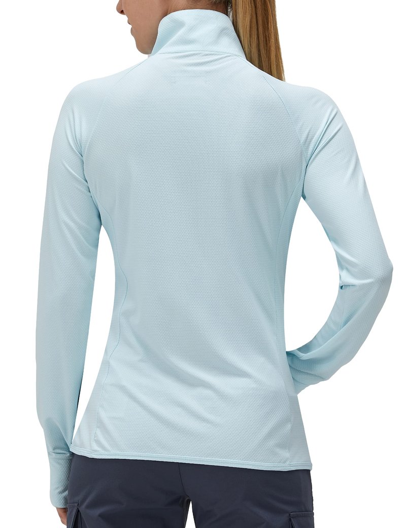 Women's UPF 50+ UV Sun Protection Clothing Long Sleeve Athletic Hiking Shirts Lightweight SPF Zip Up Outdoor Jacket (Blue,S)