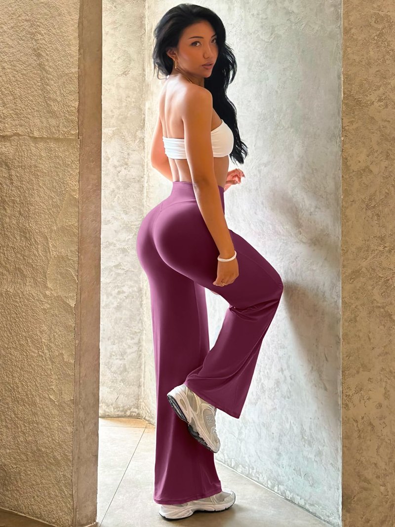 YEOREO Workout Leggings Womens No Front Seam Straight Leggings 31.5" High Waist Buttery Eddiy Gym Yoga Pants Black Cherry XL