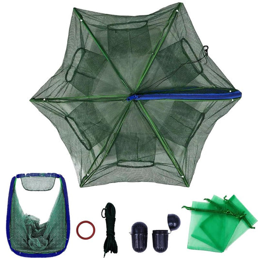 Foldable Fishing Bait Trap, Collapsible FishingTrap Net for Minnow, Crab, Crayfish, Shrimp - Easy Use 10 Hole Cast Trap Net Fishing Accessories, Catch More Fish and Crustaceans Effortlessly