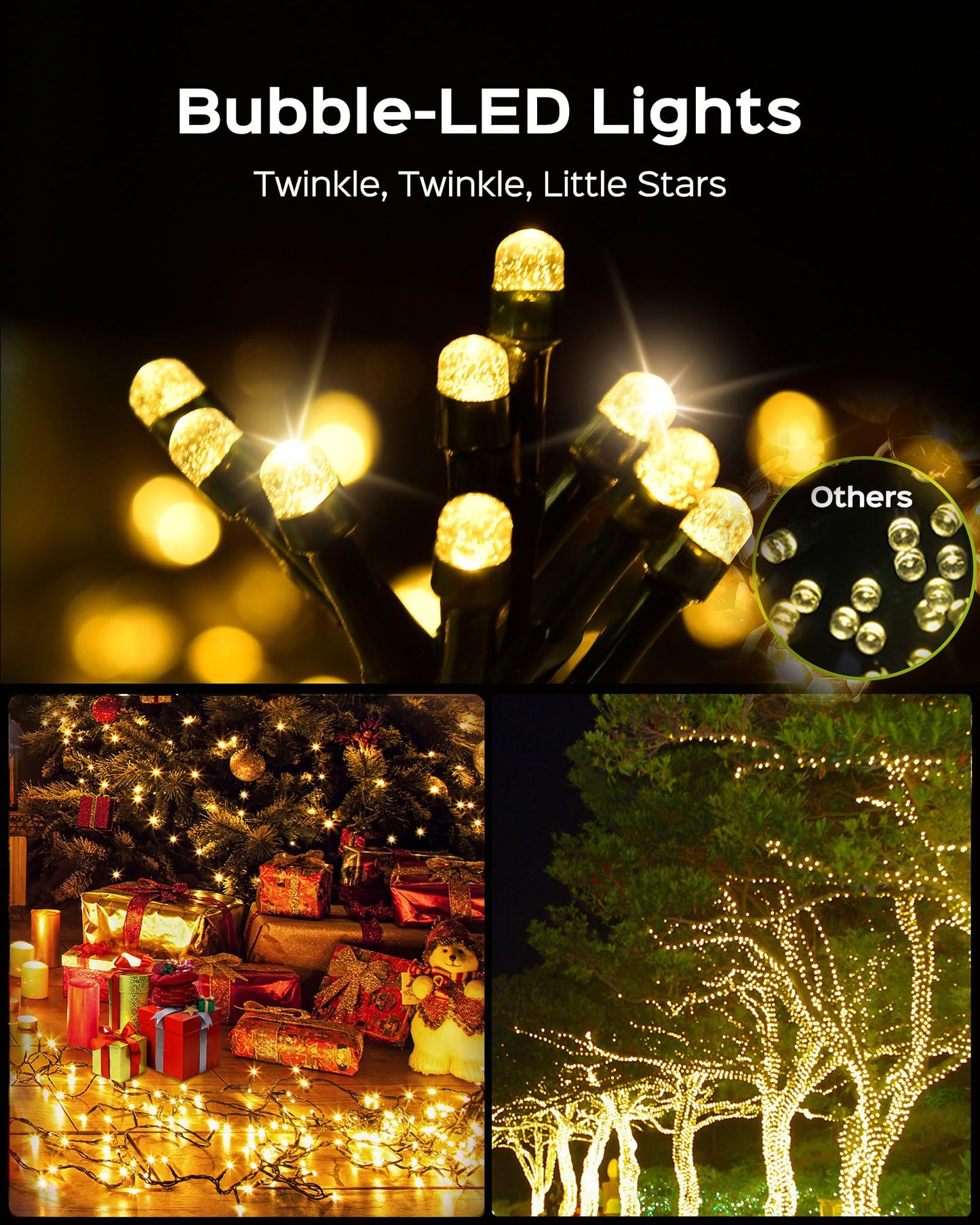 Super Long 500 LED 178FT Christmas Lights, Bright Bubble Led Christmas Tree Lights with 8 Modes & Memory, 2025 Upgraded Twinkle LED String Lights for Indoor Outdoor Xmas Party Decorations, Warm White
