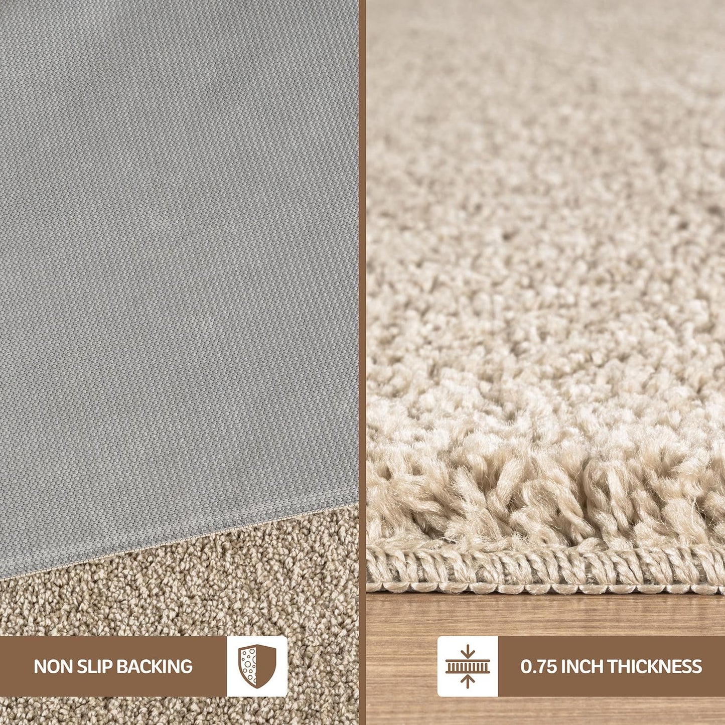 Area Rug 3x5 Beige Washable Indoor Rug Ultra Plus 0.75 in Thick Pile Solid Non Slip Easy to Clean Non Shedding Indoor for Living Room Bedroom Kitchen Dining Room or Hallway (3 X 5 Beige)
