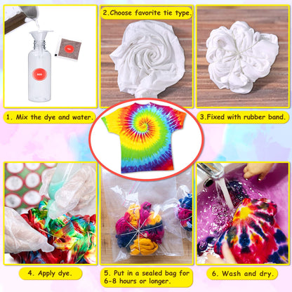 PATIFEED Tie Dye Kit for Kids, 35 Colours Tie-Dye Set, Tye Dye Kit for Clothes, Games & Activities, Ideal Art and Craft Kit for Kids and Adults