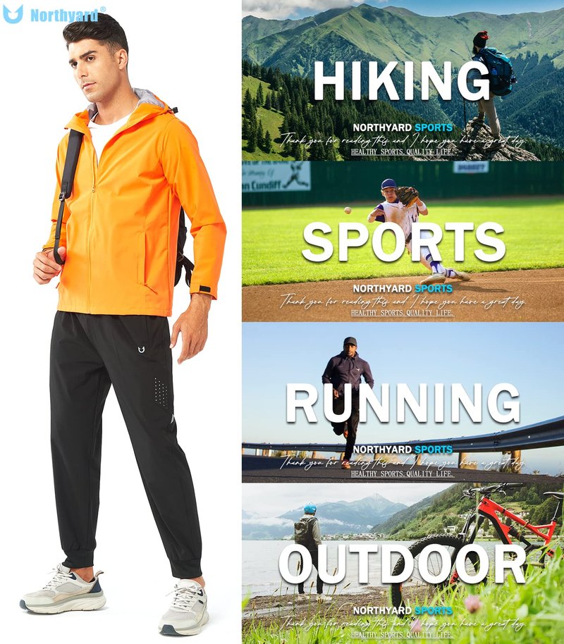 NORTHYARD Men's Athletic Running Pants Lightweight Workout Joggers Quick Dry Gym Sweatpants Active Sports Track Training Black M