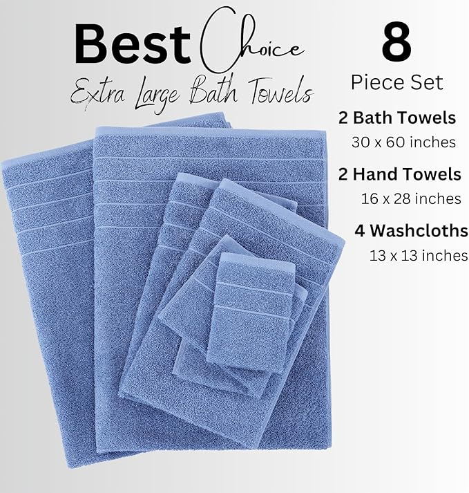 Casa Platino Cotton Bath Towel 8 Piece Set