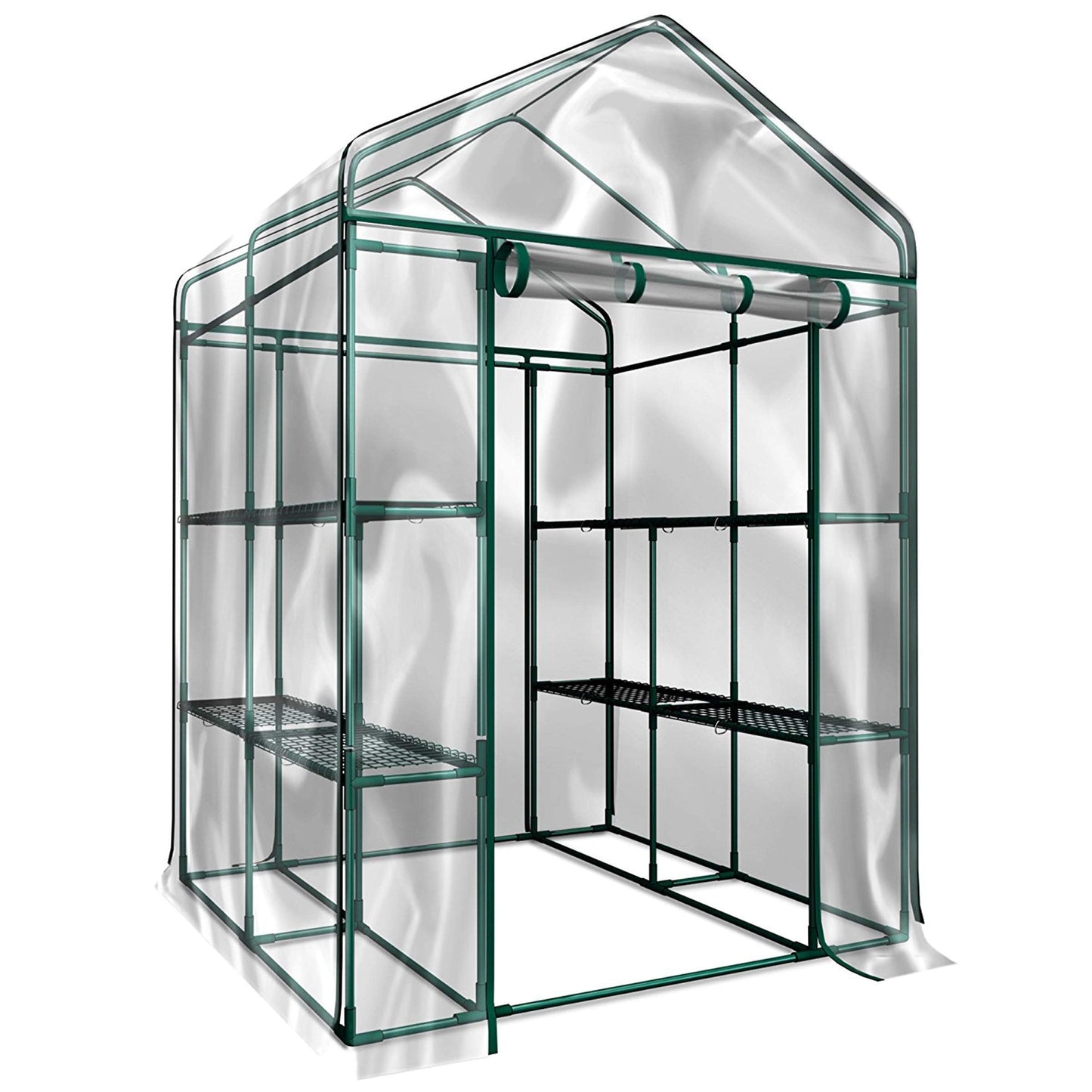 Home-Complete 514537FXW Walk-in Greenhouse-Indoor Outdoor with 8 Sturdy Shelves-Grow Plants, Seedlings, Herbs, or Flowers in Any Season-Gardening Rack, Green