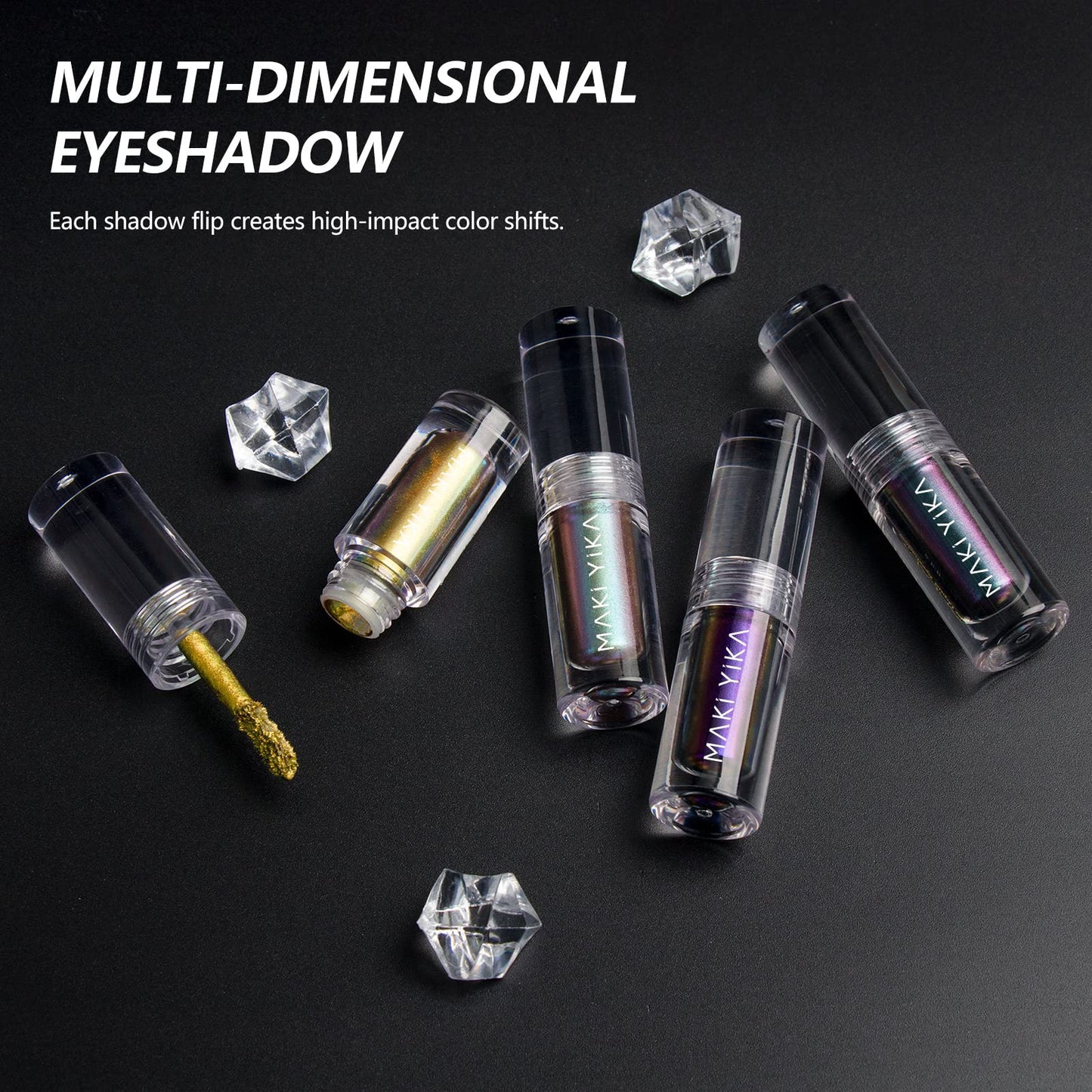 MAKI YIKA Glitter Eyeshadow Teal Liquid Multichrome Eyeshadows Long Lasting, Metallic Chameleon Eye Shadow Smudgeproof Holographic Eye Topper Glitters (#3 Dawn)