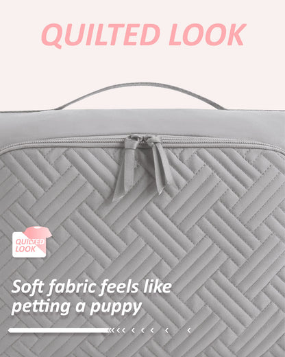 BAGSMART Quilted Packing Cubes for Travel, 6 Set Packing Cubes for Suitcases, Lightweight Travel Cubes (1 L+3 M+1 S+1 Shoe Bag) Suitcases Organizer, Grey