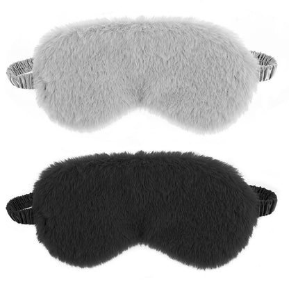 2 Pack Plush Sleeping Eye Mask Soft Plush Eye Mask Fuffy Eye Cover Comfortable Sleep Mask Blindfold Rainbow Faux Fur Eye Shade for Women, Men and Kids Travel Nap Sleeping 565488_2_3pL1H9vJ3
