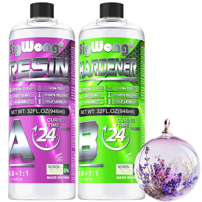 Epoxy Resin - 64OZ Newly Formulated Crystal Clear Coating Kit, No Yellowing No Bubble Easy Mix 1:1 Ratio, 2 Part Casting Resin for Art, Craft, Jewelry Making, River Tables