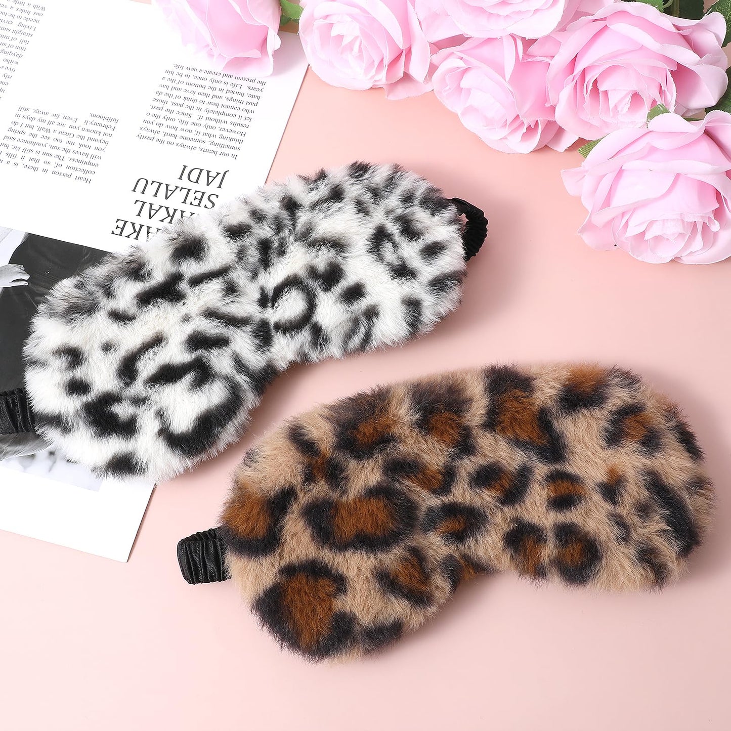 2 Pack Plush Sleeping Eye Mask Soft Plush Eye Mask Fuffy Eye Cover Comfortable Sleep Mask Blindfold Rainbow Faux Fur Eye Shade for Women, Men and Kids Travel Nap Sleeping 565488_2_3pL1H9vJ3