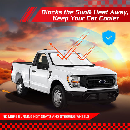 ARISMOTOR Windshield Sun Shade for Ford F-150 F150 2021-2025, Custom Fit Foldable Front Window Sunshade Sun Visor Protector, Block UV Rays Keep Your Car Cooler