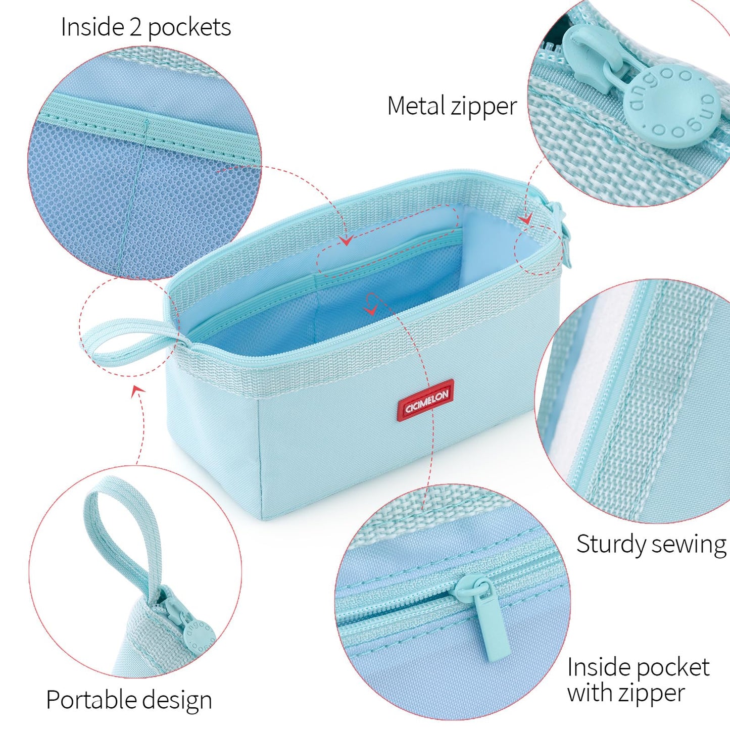 CICIMELON Pencil Case Large Capacity Pencil Pouch Pen Bag for School Teen Girl Boy Men Women (Blue)