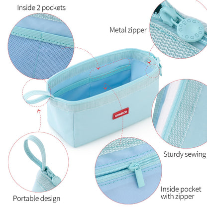 CICIMELON Pencil Case Large Capacity Pencil Pouch Pen Bag for School Teen Girl Boy Men Women (Blue)